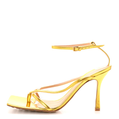 Bottega Veneta Laminated Calfskin Stretch Multi Strap 90mm Sandals 41 Gold 1 of 9