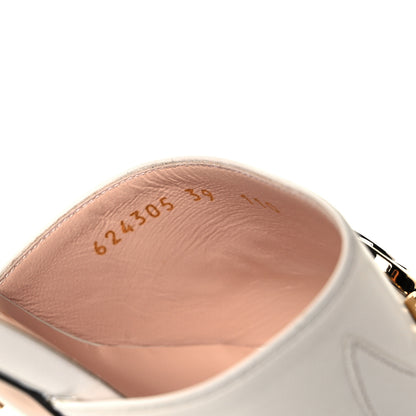 Gucci Malaga Kid Zumi Mid Heel Slide Sandals 39 Dusty White 8 of 13