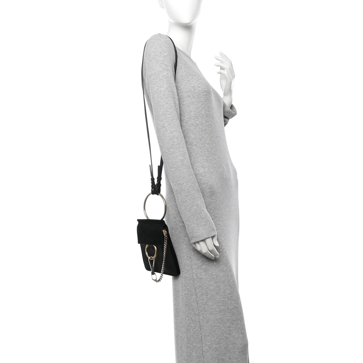 Chloe Suede Calfskin Mini Faye Bracelet Bag Black 2 of 11