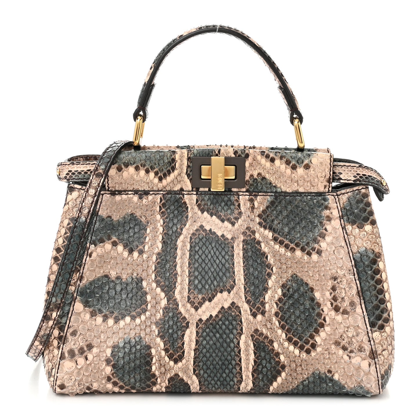 Snakeskin Mini Peekaboo Iconic Satchel Malachite Carbone