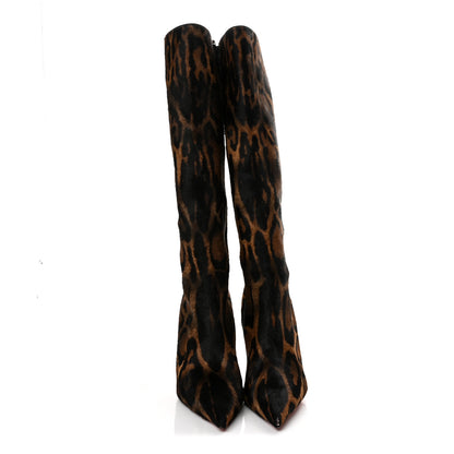Christian Louboutin Pony Hair Bengali Print Miss Z 100 Knee High Boots 40 Brown 2 of 8