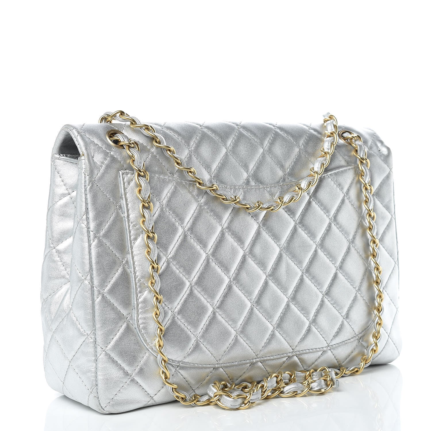 Chanel Metallic Lambskin Quilted Maxi Single Flap Silver 3 of 27