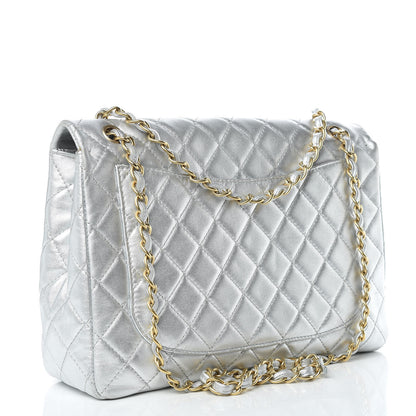 Chanel Metallic Lambskin Quilted Maxi Single Flap Silver 3 of 27