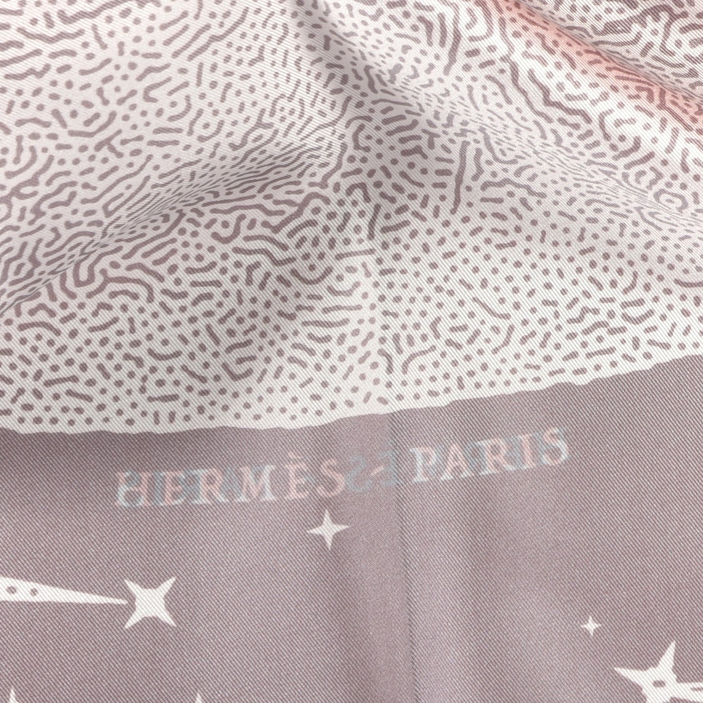 Silk Double Face Clair De Lune Scarf 90 Orange Gris White