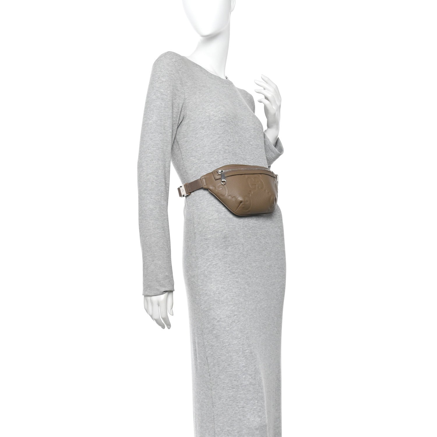 Gucci Piuma Calfskin Jumbo GG Embossed Small Belt Bag Good Taupe 2 of 10