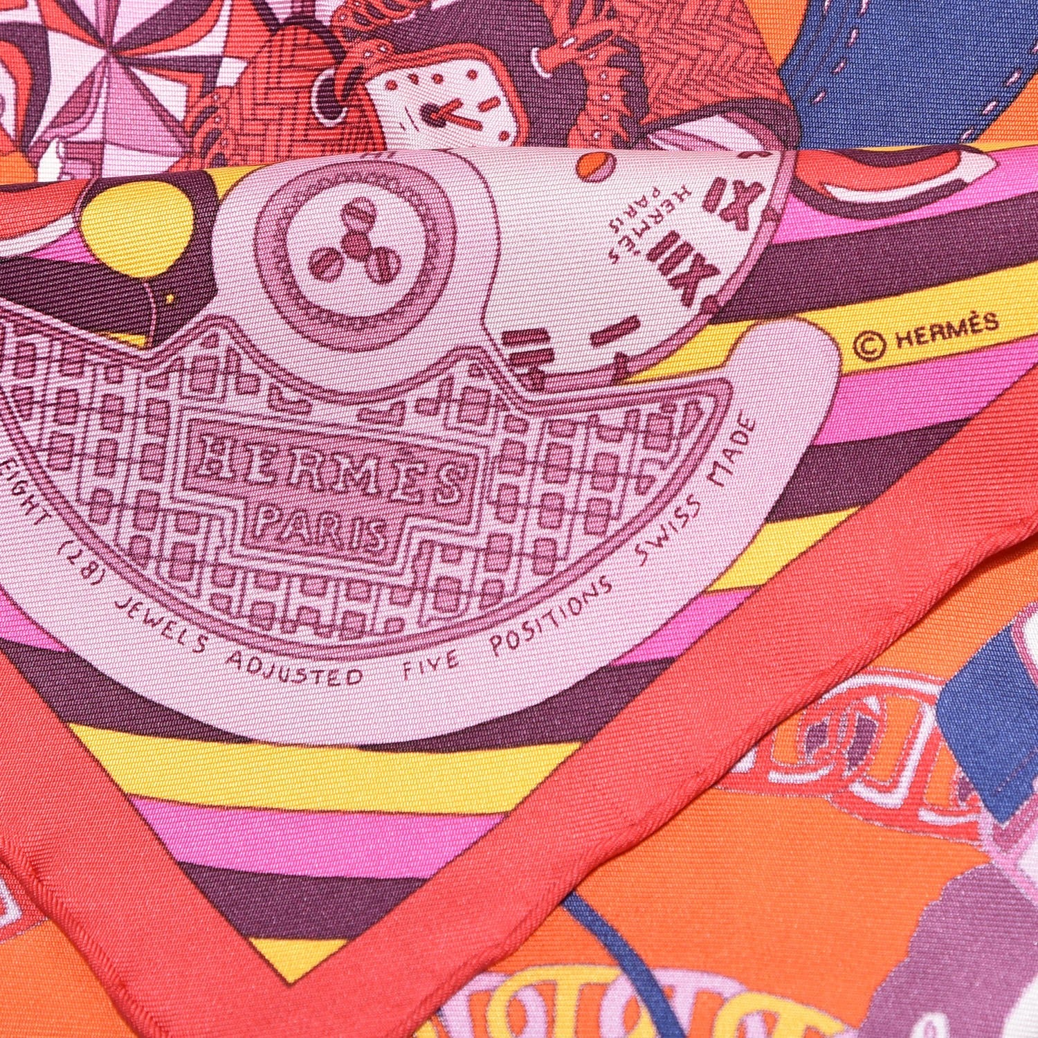 Hermes Silk Monsieur Montres Pocket Square 5 of 6