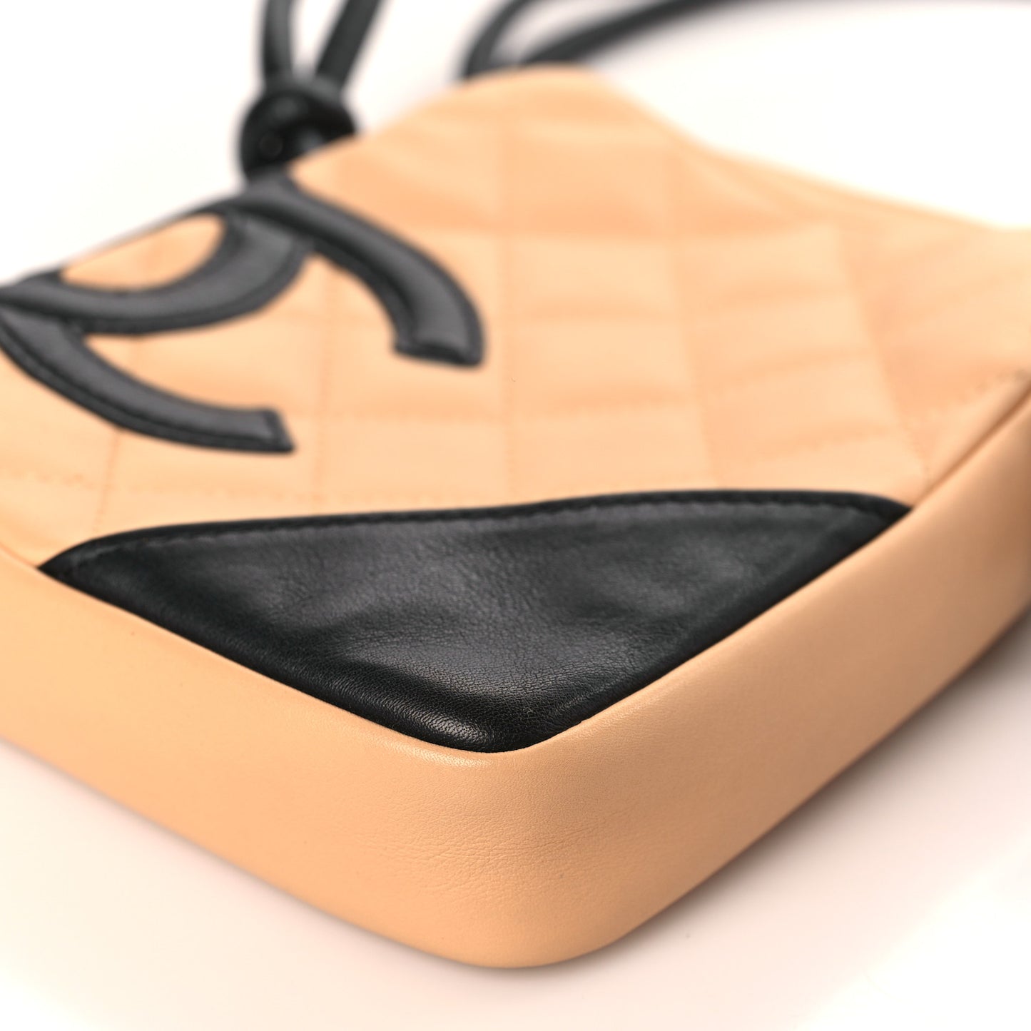 Calfskin Quilted Small Cambon Messenger Beige Black