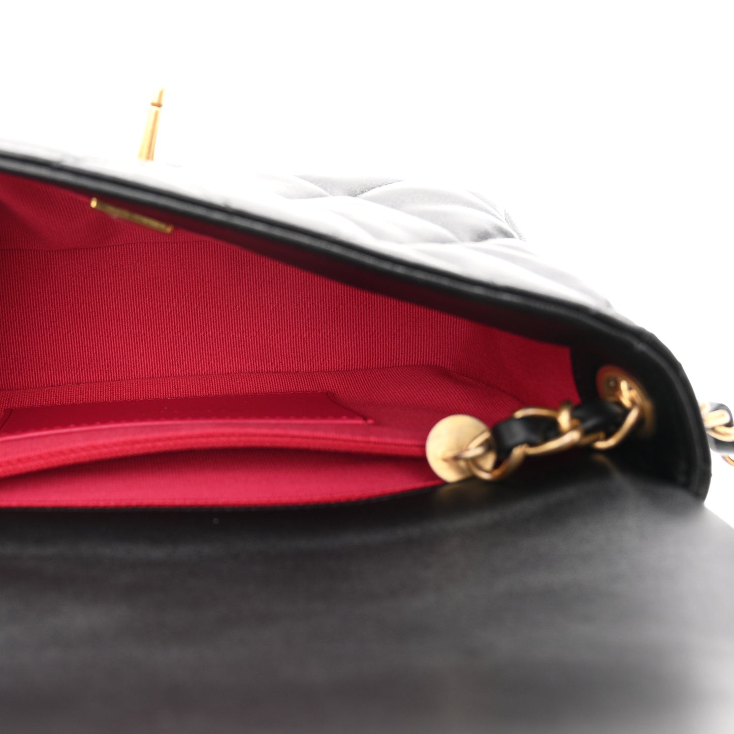 Lambskin Plexiglass Quilted Coco Love Flap Black