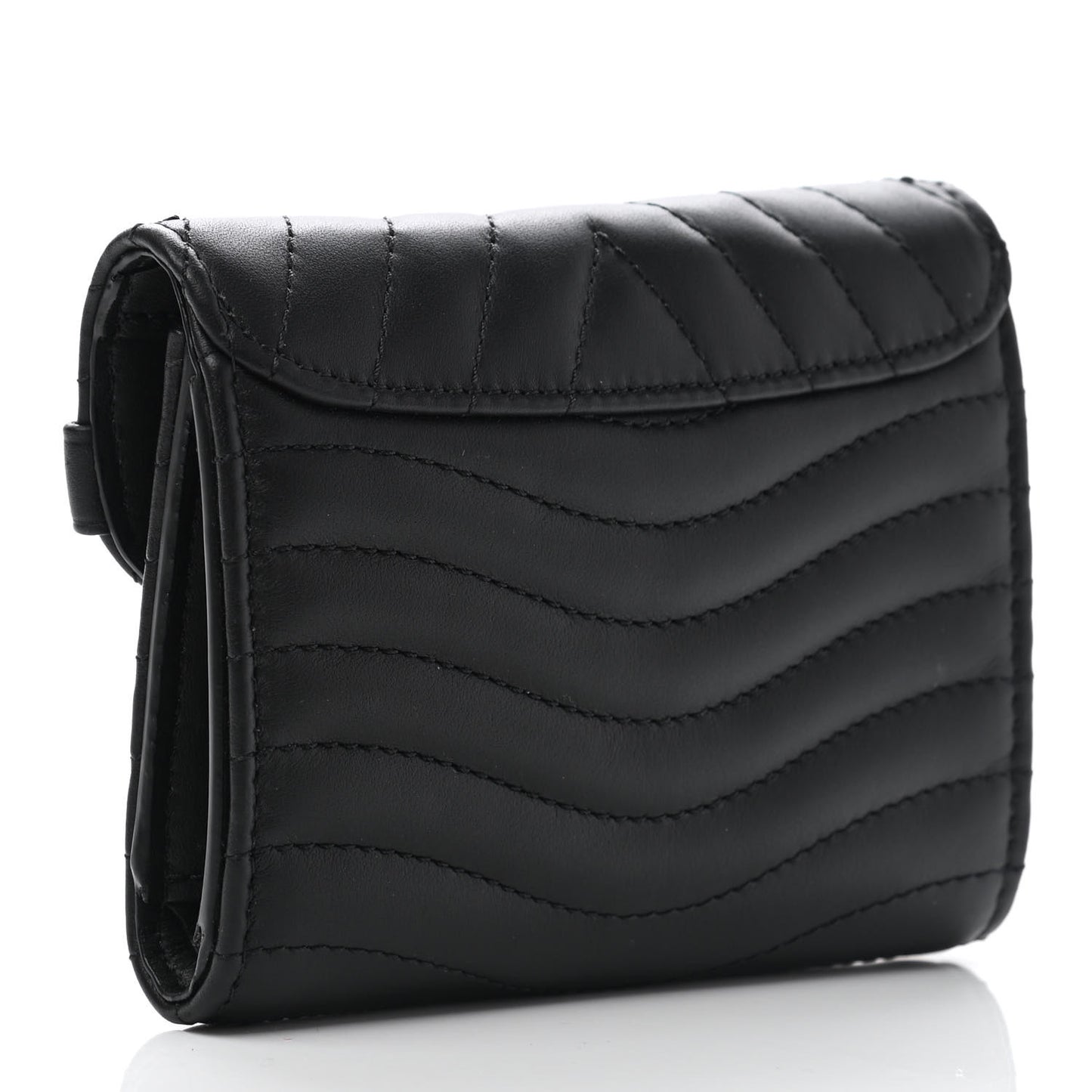 Calfskin New Wave Compact Wallet Black