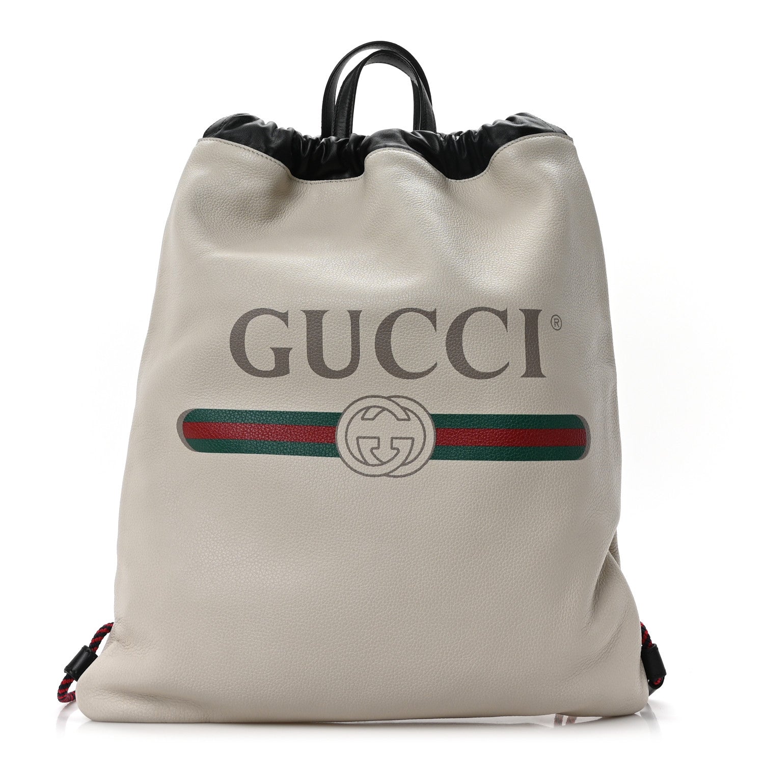 Gucci Calfskin Logo Drawstring Backpack Mystic White 1 of 10