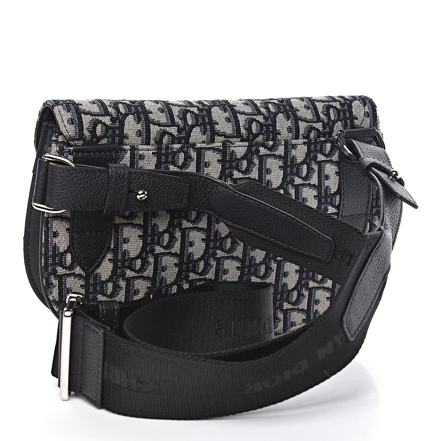 Oblique Saddle Messenger Pouch Beige Black