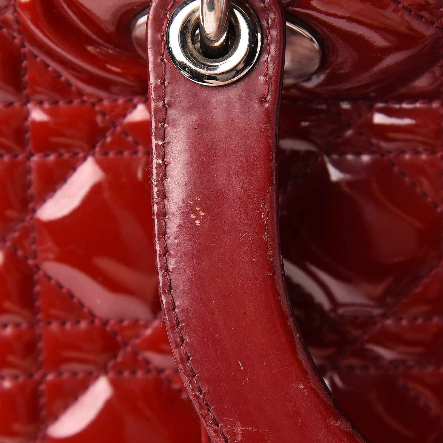 Patent Cannage Large Lady Dior Red