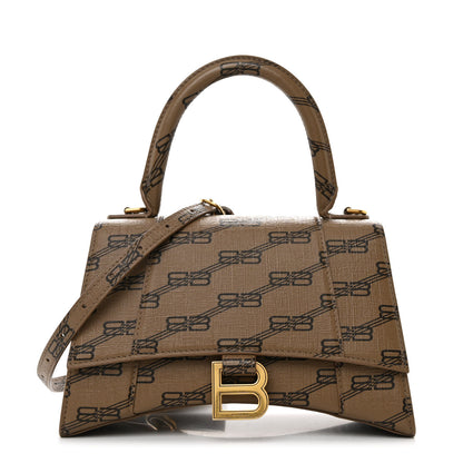Balenciaga Coated Canvas BB Monogram Small Hourglass Top Handle Bag Beige Brown 1 of 11