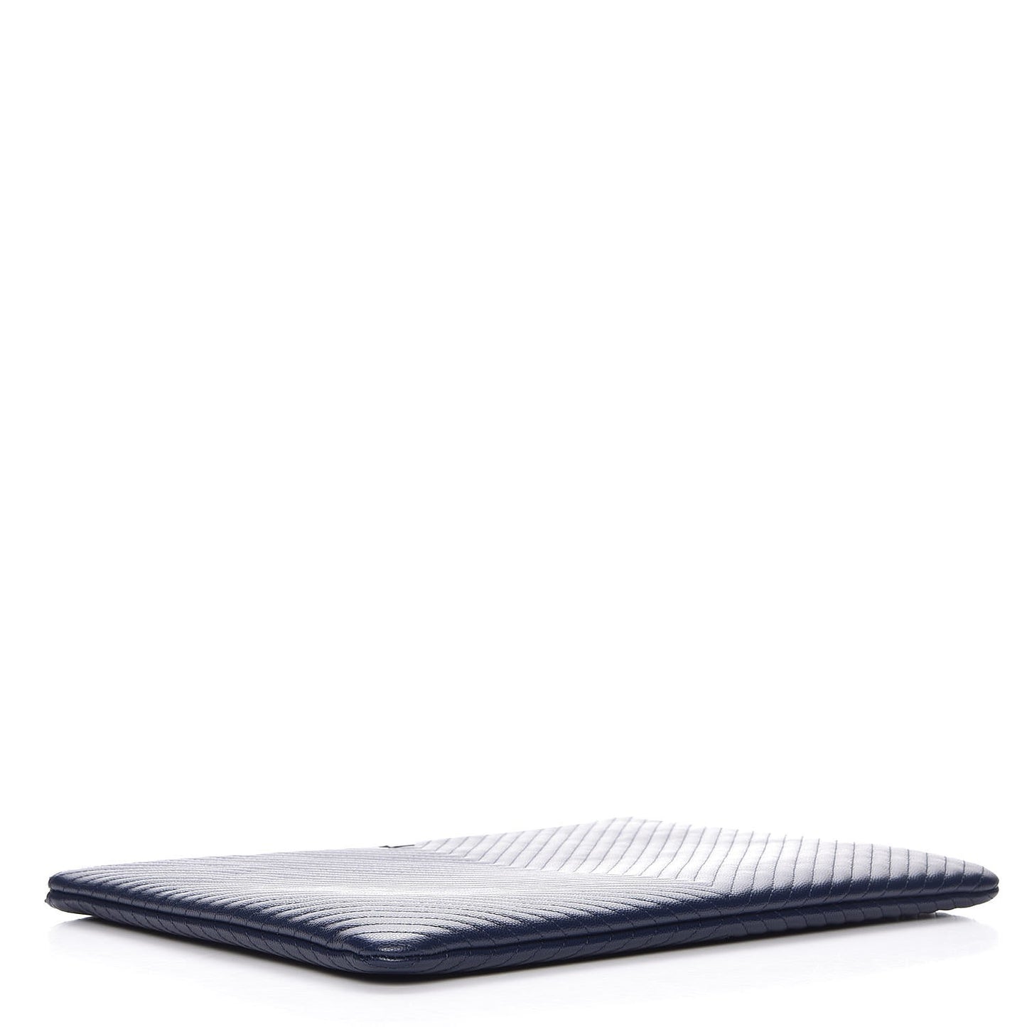 Caviar Chevron Quilted Large Cosmetic Case Navy