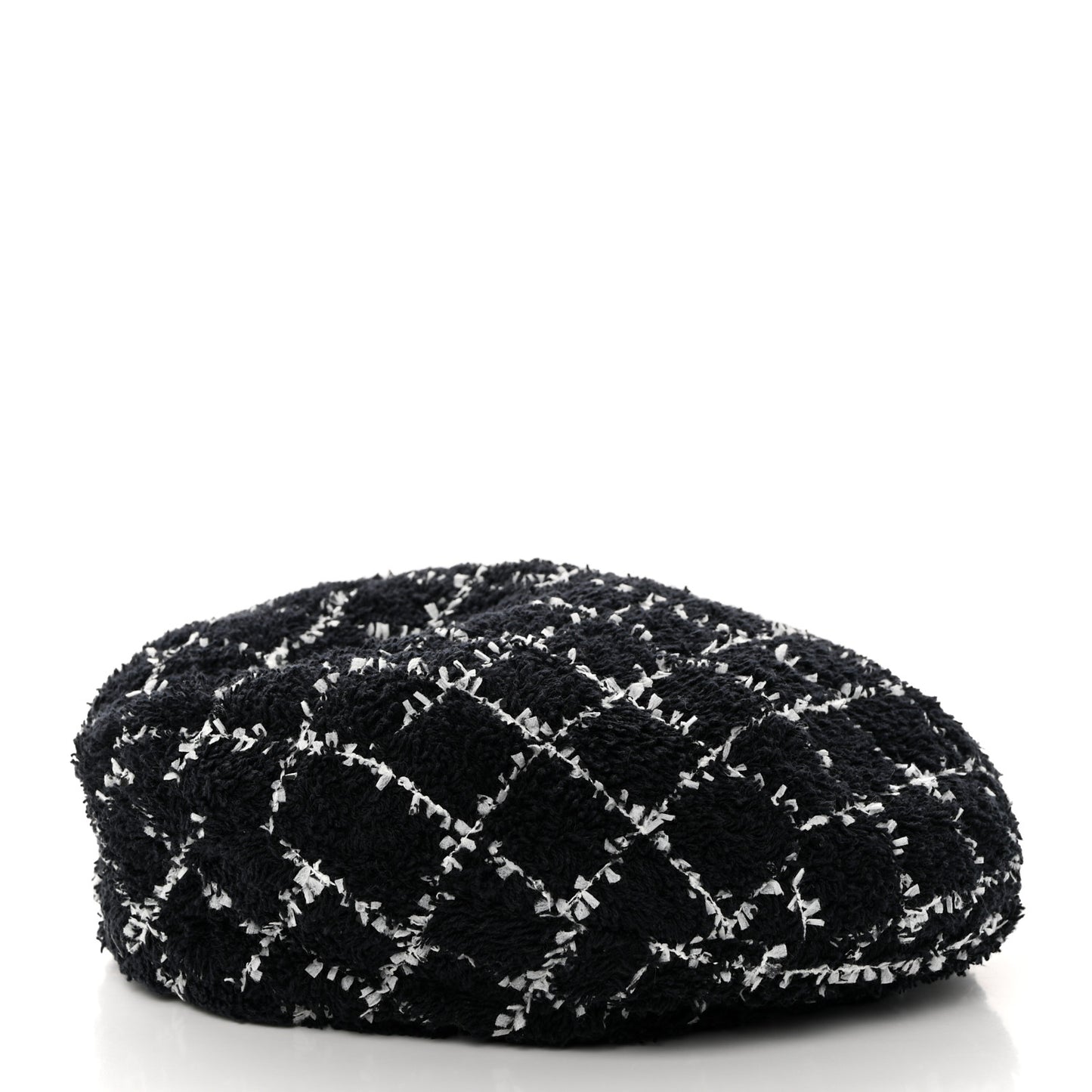 Tweed Beret Hat M Black White