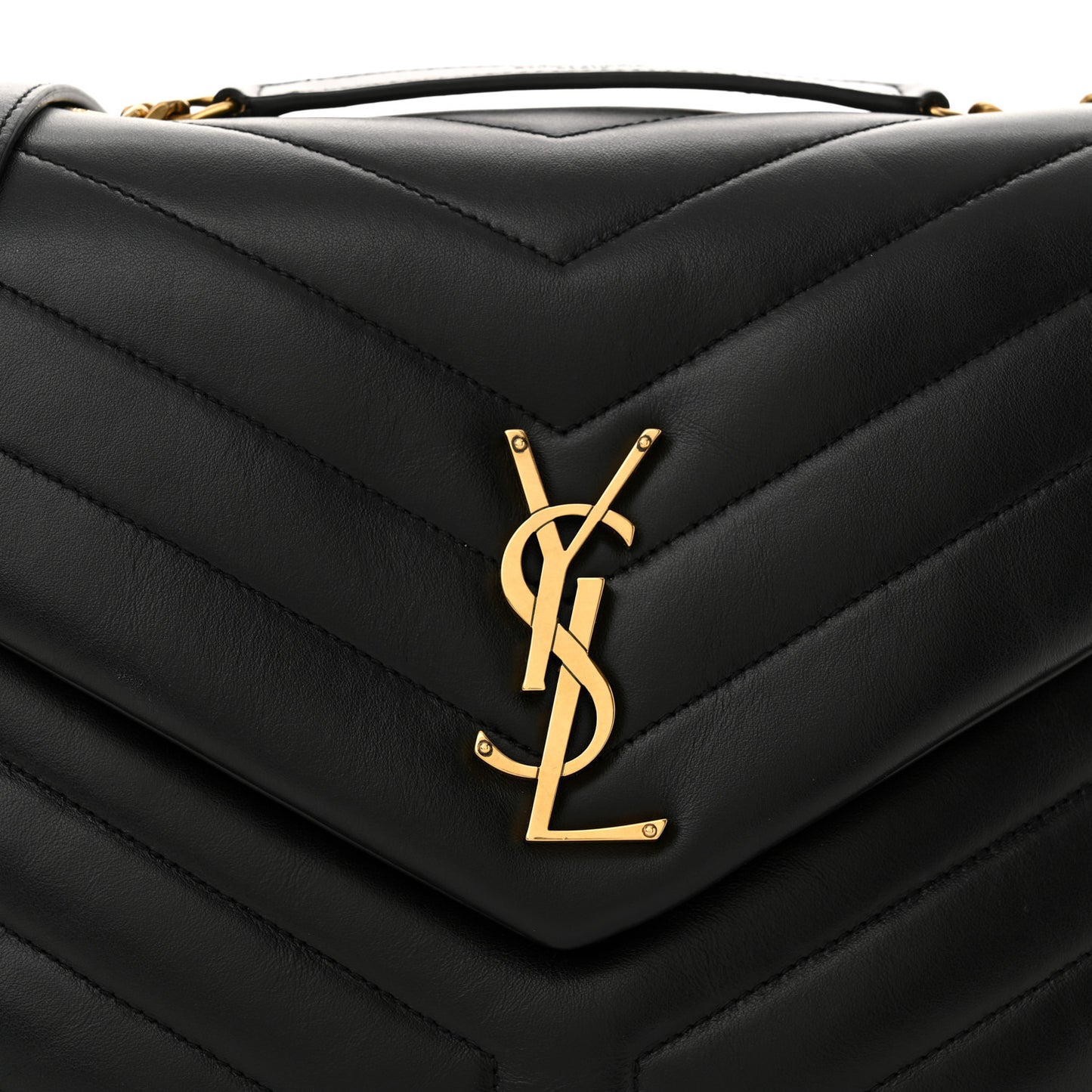 Calfskin Y Quilted Monogram Medium Loulou Chain Satchel Black