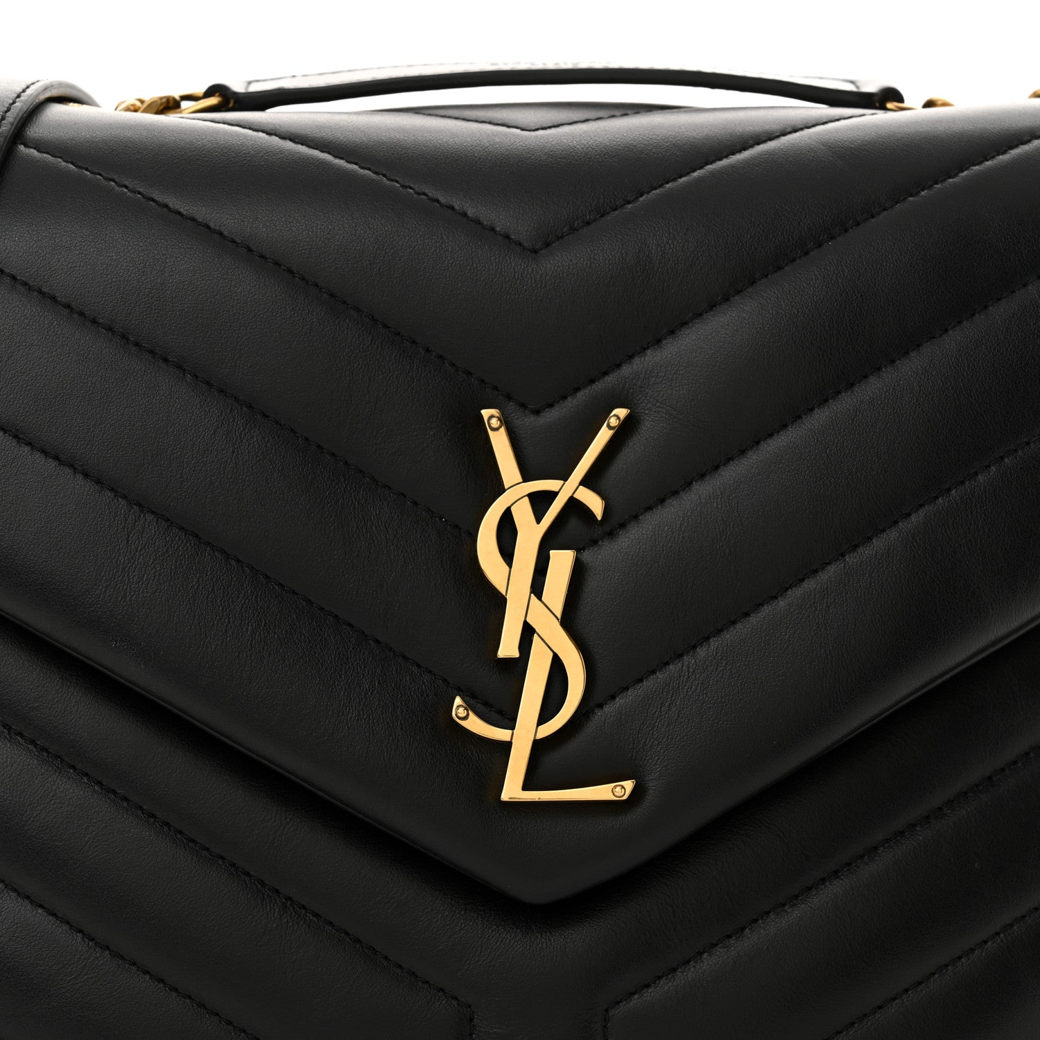 Saint Laurent Calfskin Y Quilted Monogram Medium Loulou Chain Satchel Black 8 of 10