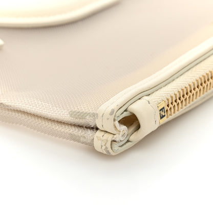 Fendi Mesh Vitello King Logo Embroidered Large Flat Pouch Sabbia White Ice 10 of 11