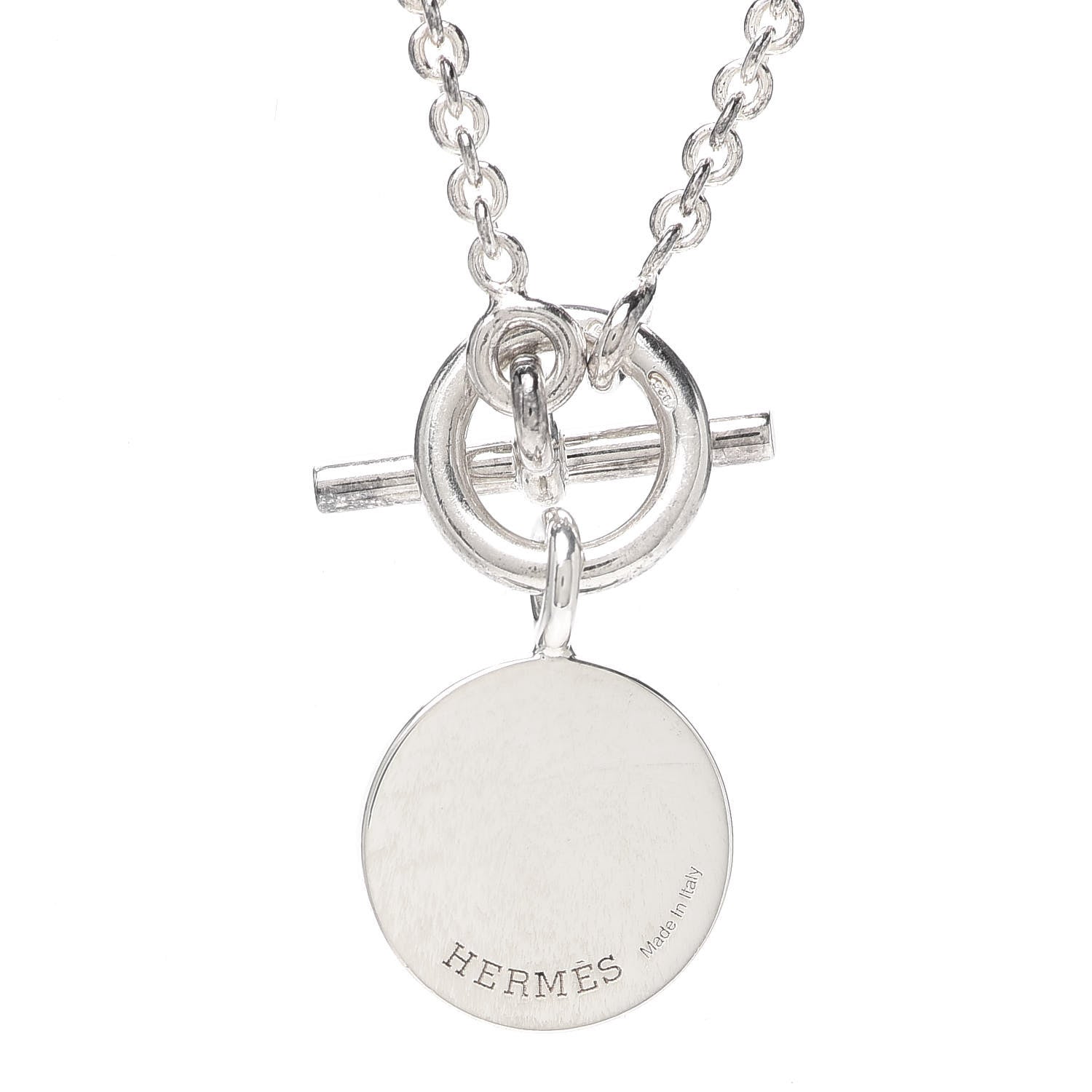 Hermes Sterling Silver Amulettes H Confettis Pendant Necklace 4 of 5