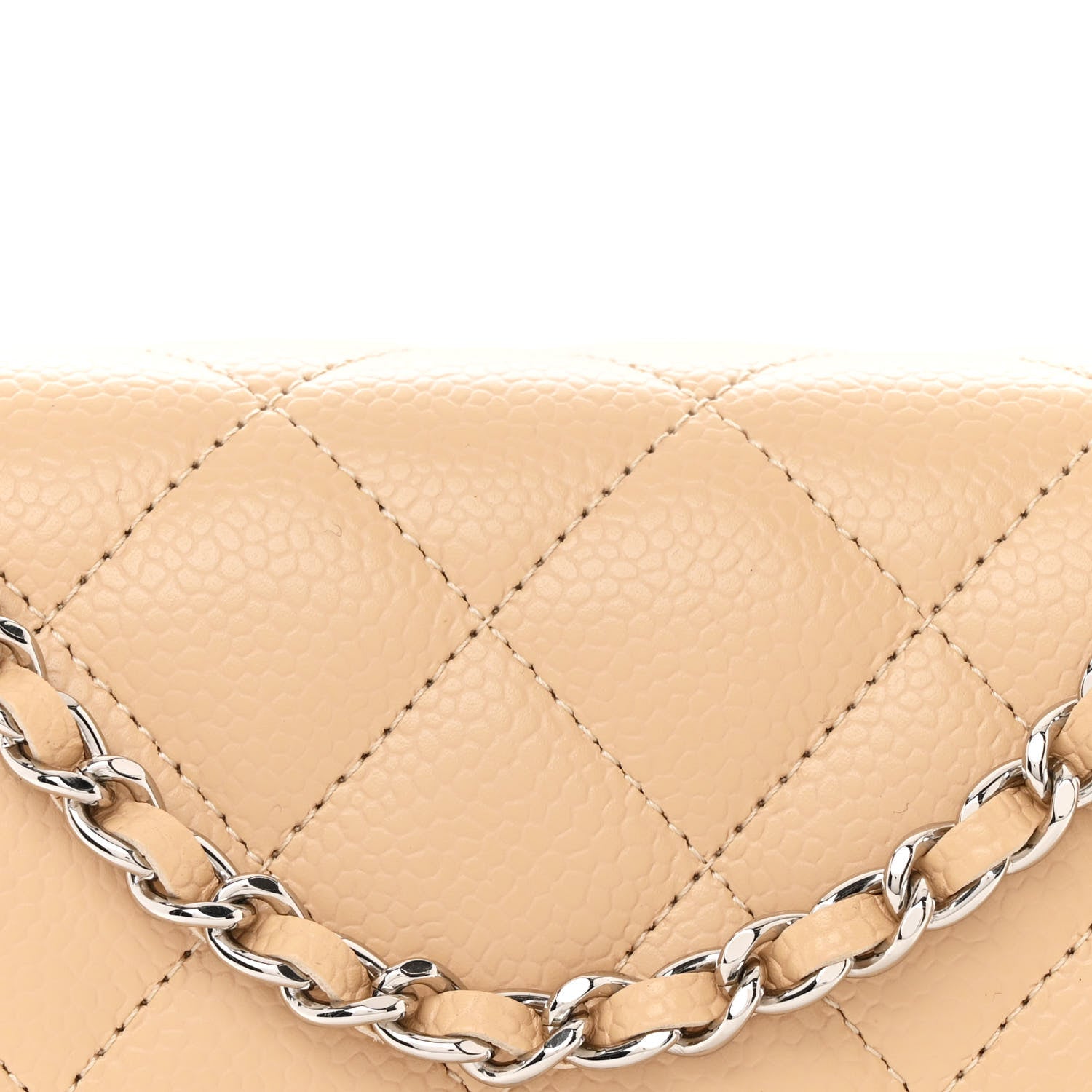 Chanel Caviar Quilted Wallet on Chain WOC Beige 8 of 10