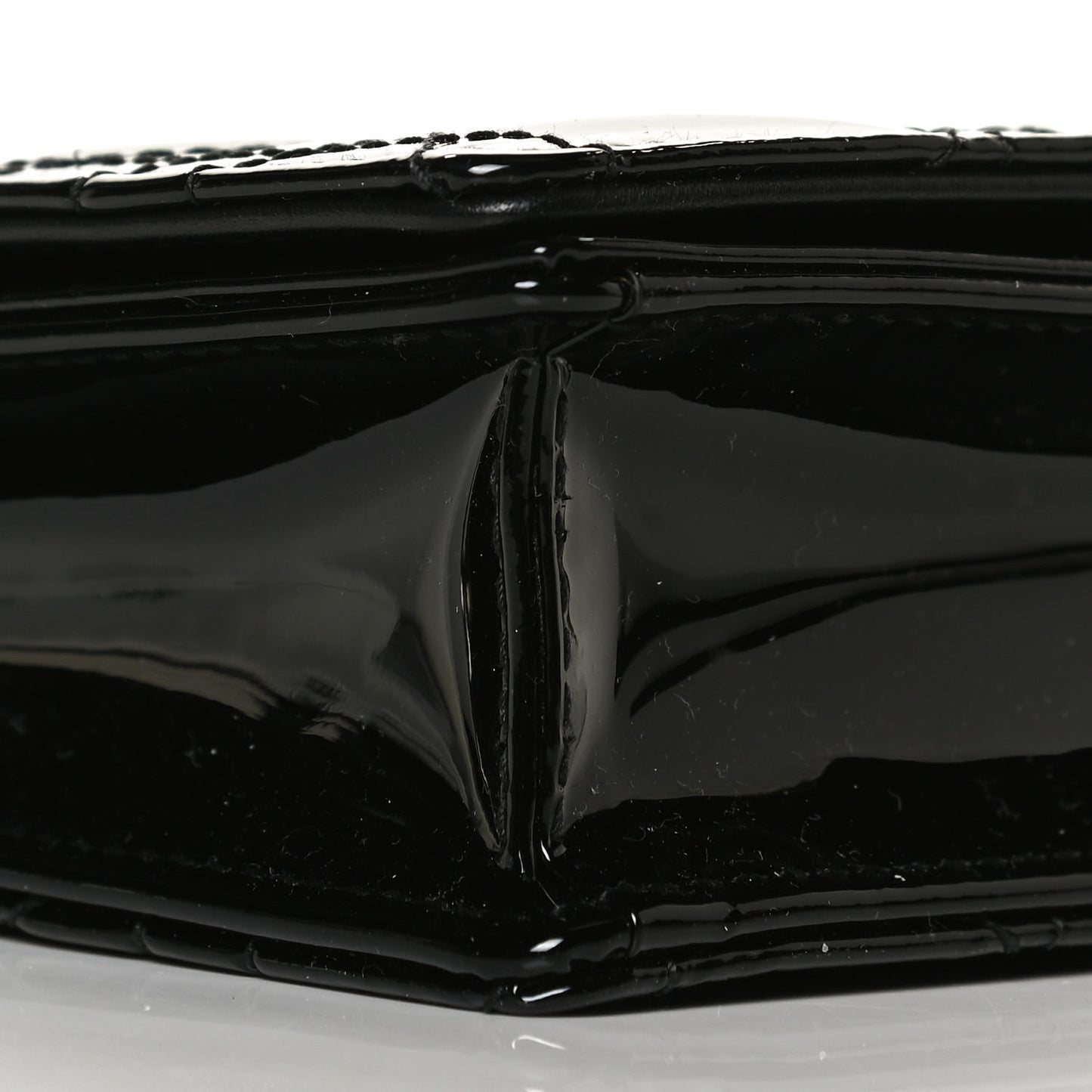 Patent Cannage Lady Dior Chain Wallet Black