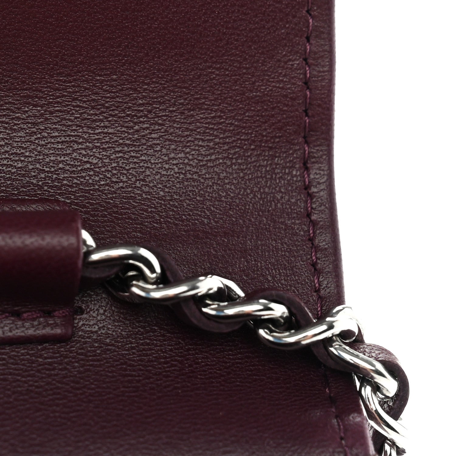 Chanel Lambskin Quilted Enamel CC Wallet On Chain WOC Burgundy 12 of 13