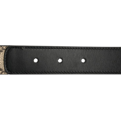 Gucci GG Supreme Monogram Matte Plutone Calfskin Double G 30mm Belt 90 36 Beige Ebony Black 3 of 6