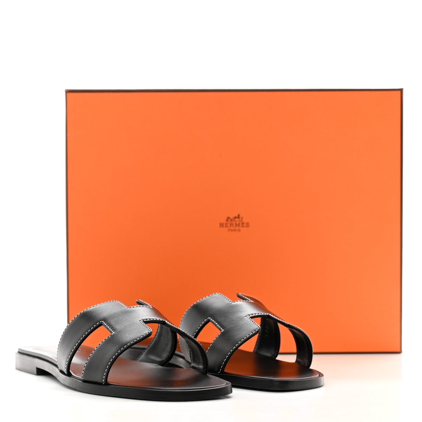 Box Calfskin Oran Sandals 37.5 Black