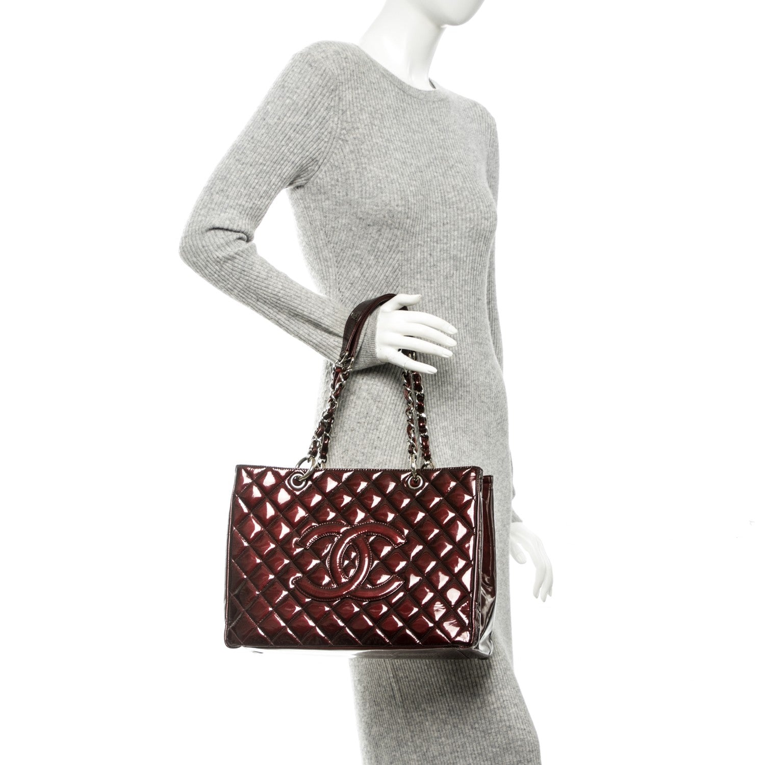 Chanel Patent Grand Shopping Tote GST Bordeaux 2 of 7