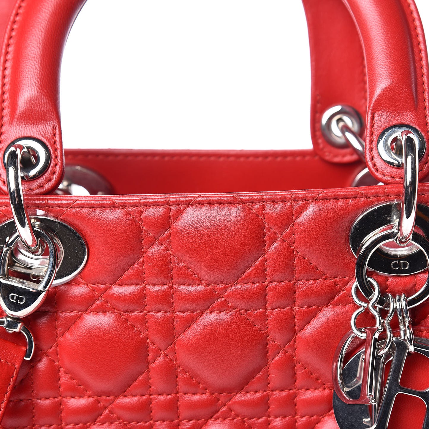 Lambskin Cannage Medium Lady Dior Red
