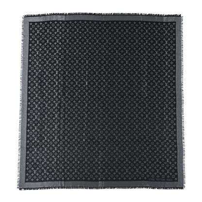 Louis Vuitton Silk Lurex Wool Monogram Shine Shawl Black 1 of 8