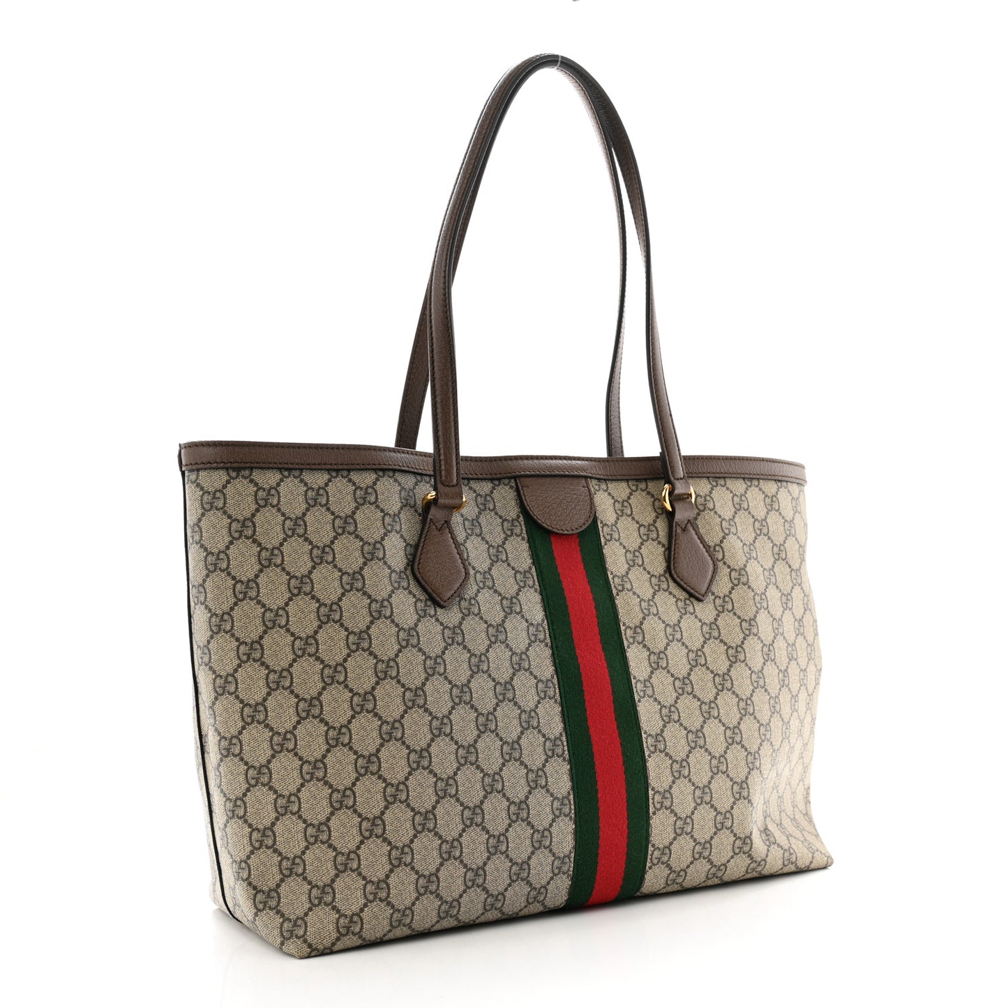 GG Supreme Monogram Medium Ophidia Shopping Tote Brown
