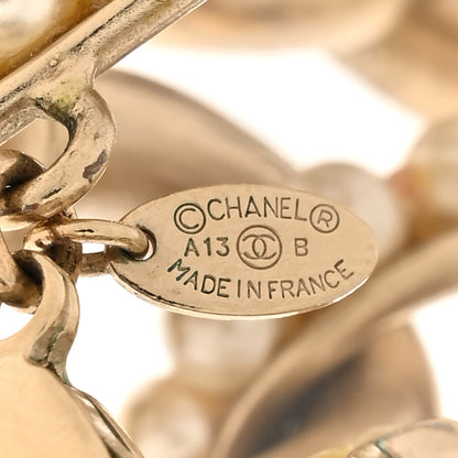 Chanel Chain Link Pearl Choker Necklace Gold 4 of 5