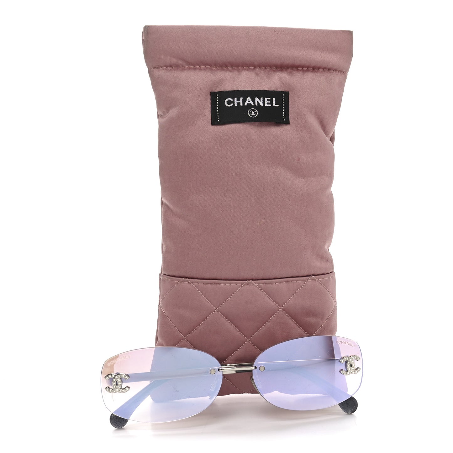 Metal Mirrored Crystal CC Oval Sunglasses 71559 Pink