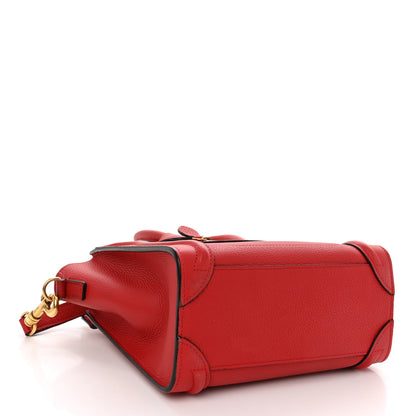 Celine Drummed Calfskin Nano Luggage Coquelicot 4 of 12