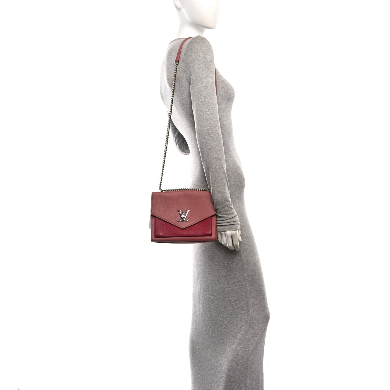 Louis Vuitton Soft Calfskin Mylockme Chain Bag BB Rose Boudoir Lie de Vin 2 of 9