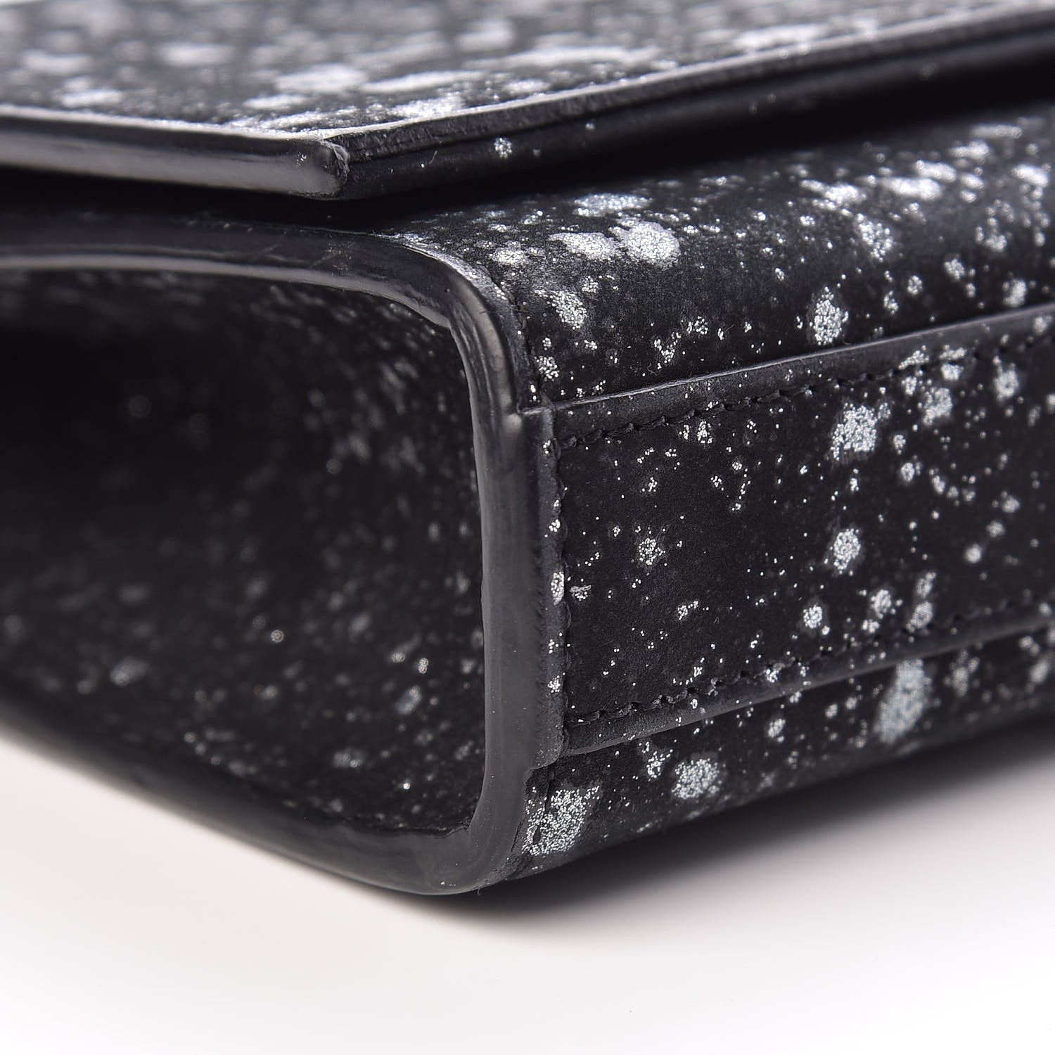 Saint Laurent Suede Glitter Classic Monogram Cassandre Tassel Clutch Black 8 of 10