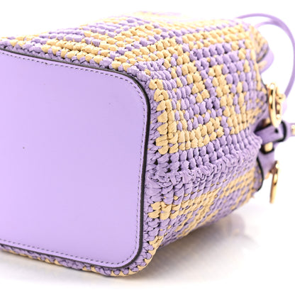 Fendi Raffia Vitello Seta F is Fendi FF Woven Mini Mon Tresor Bucket Bag Anemone Natural 9 of 15