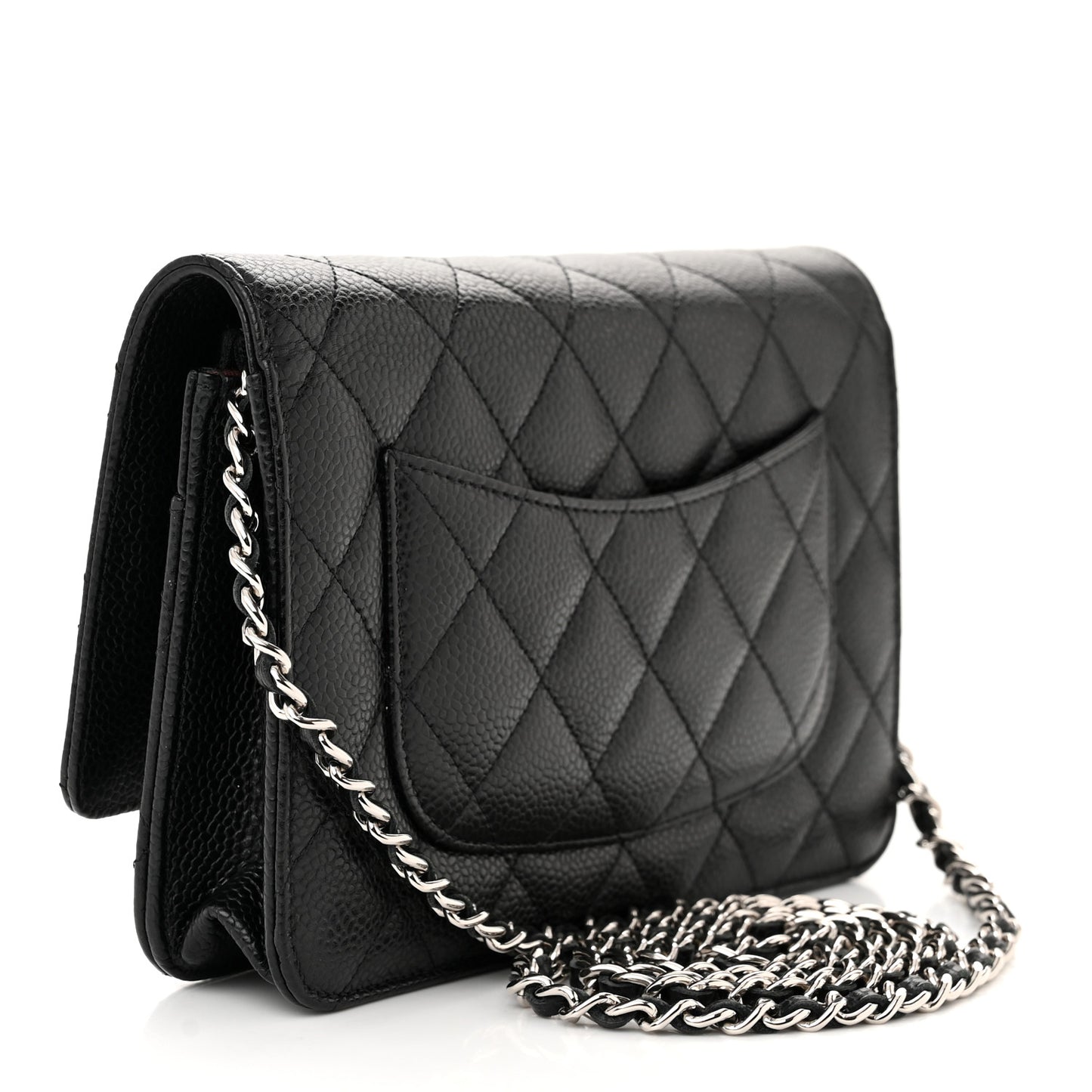 Caviar Quilted Wallet on Chain WOC Black