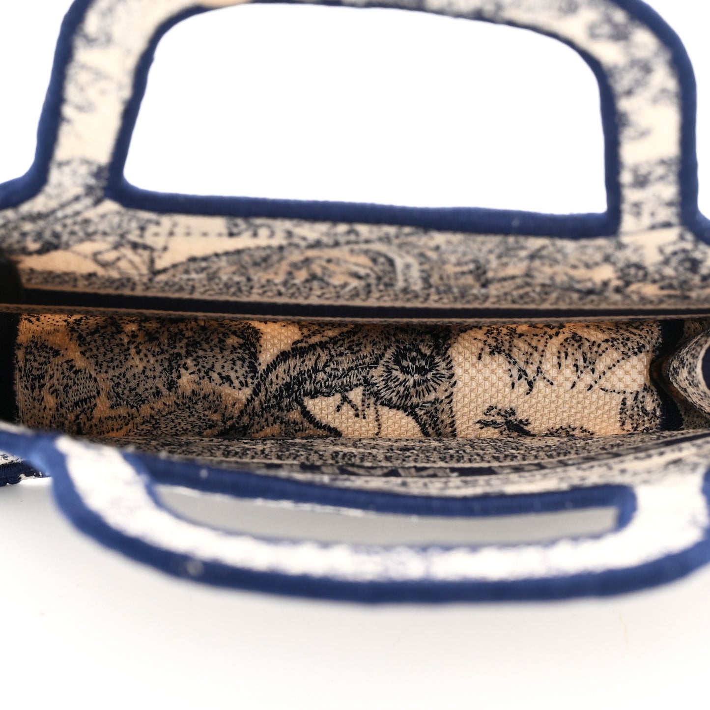 Canvas Embroidered Mini Toile De Jouy Book Tote Blue