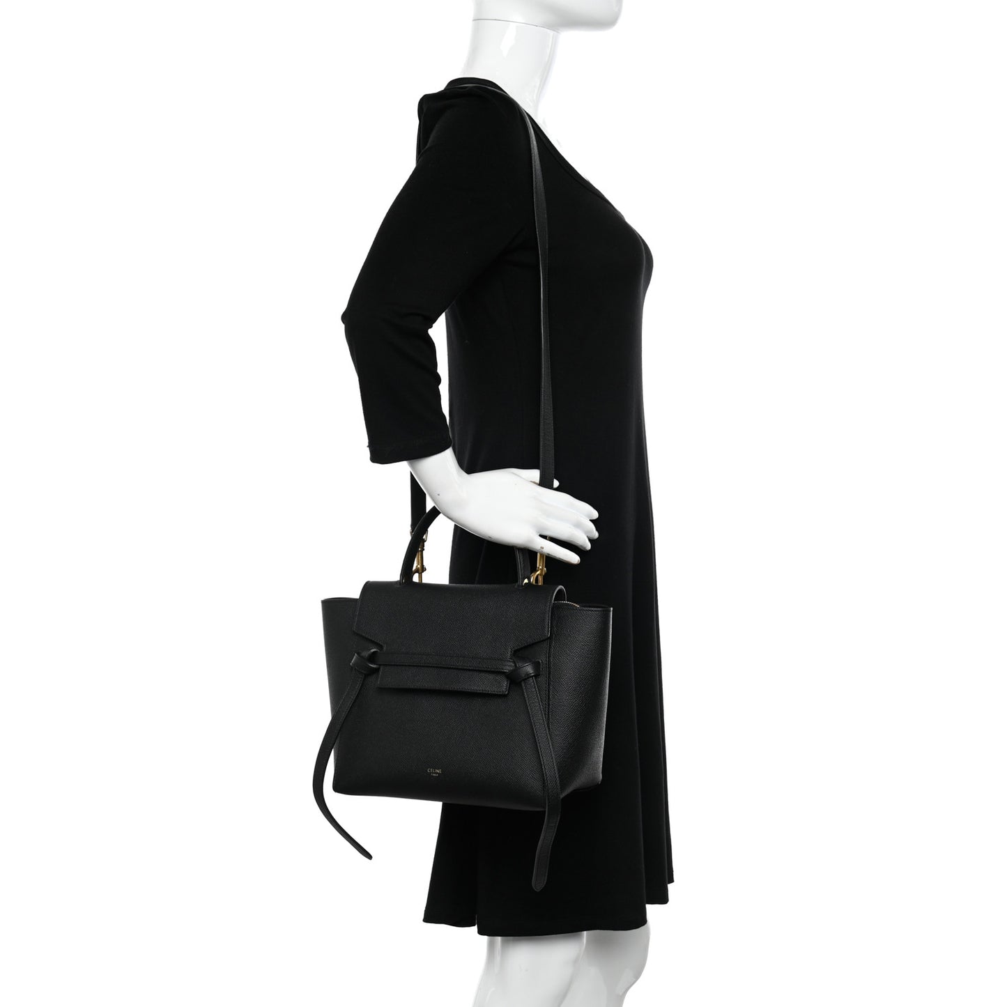 Grained Calfskin Micro Belt Bag Black