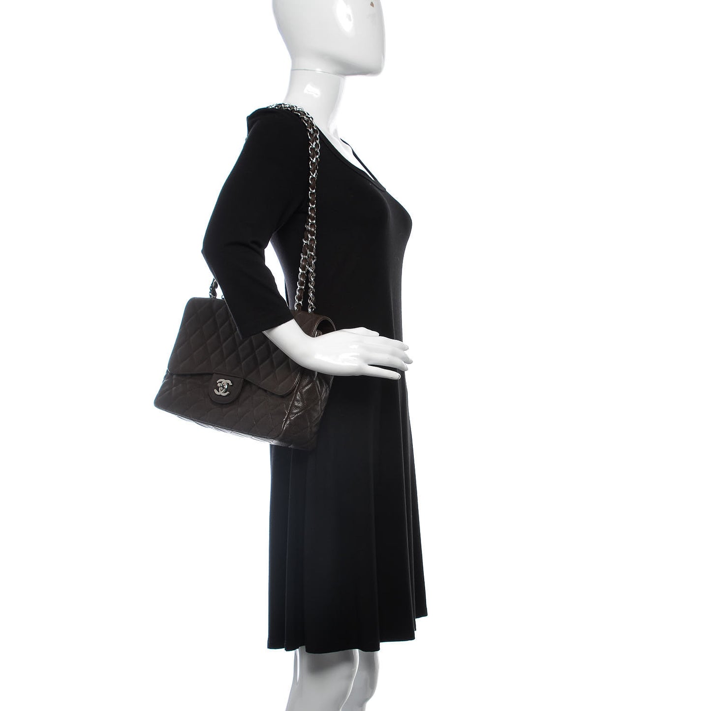 Caviar Quilted Jumbo Single Flap Brown