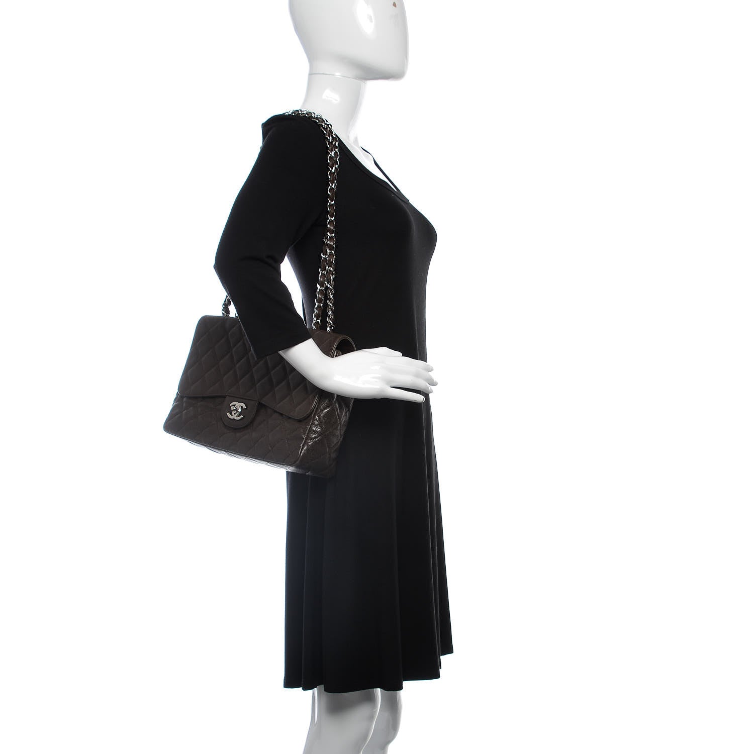 Chanel Caviar Quilted Jumbo Single Flap Brown 3 of 14
