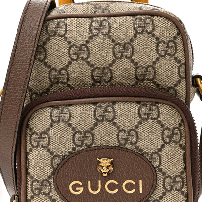 Gucci GG Supreme Monogram Mini Neo Vintage Double Zip Messenger Bag Beige New Acero Crop 8 of 11