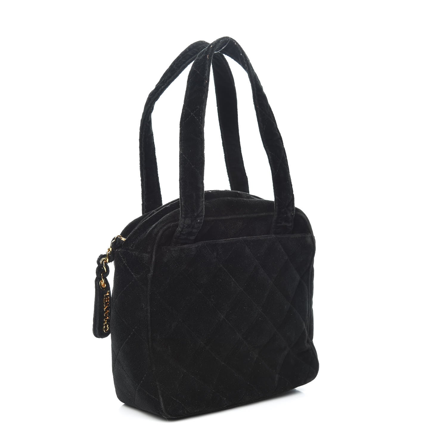 Chanel Velvet Quilted Top Handle Bag Black 3 of 12
