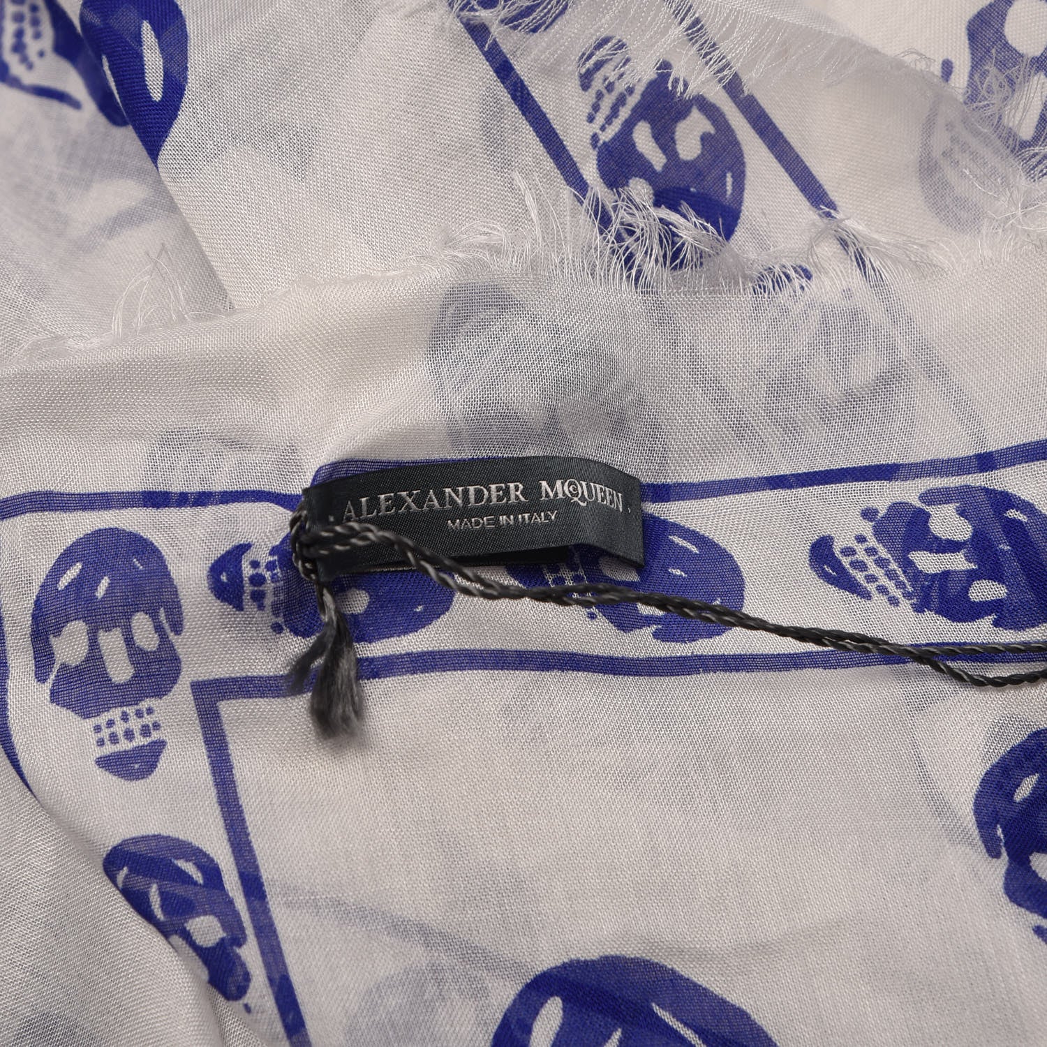 Alexander McQueen Silk Chiffon Skull Scarf Ivory Blue 4 of 4