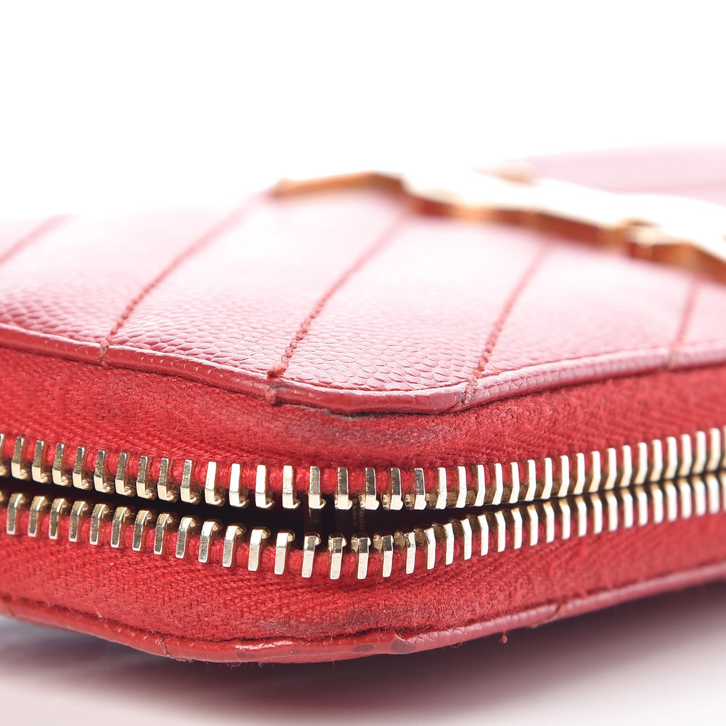Grain De Poudre Matelasse Chevron Monogram Zip Around Wallet Red