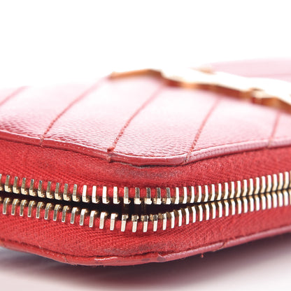Saint Laurent Grain De Poudre Matelasse Chevron Monogram Zip Around Wallet Red 9 of 10