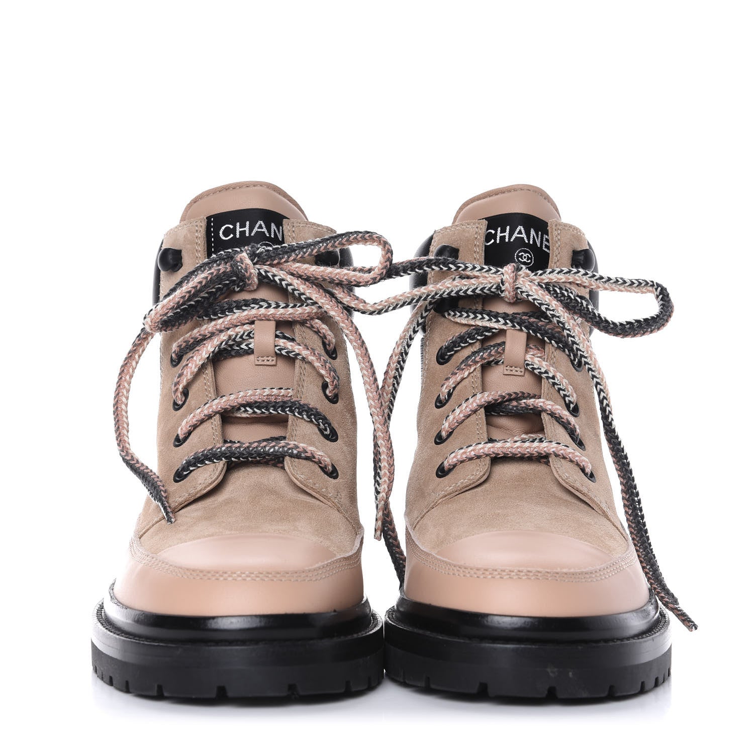 Chanel Suede Calfskin Lace Up Boots 37 Pink 2 of 10