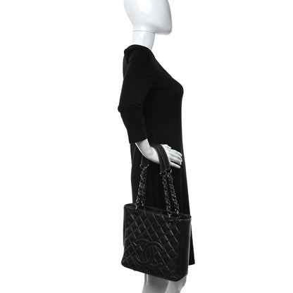 Chanel Metallic Caviar Quilted Petit Shopping Tote PST Dark Silver 2 of 9